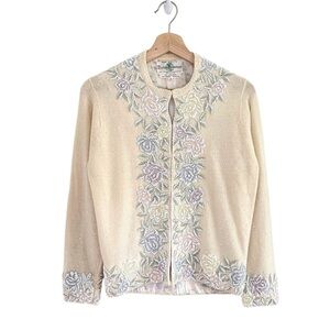 Vintage Gene Shelly’s Boutique Internationale Beaded Lambswool Angora Cardigan
